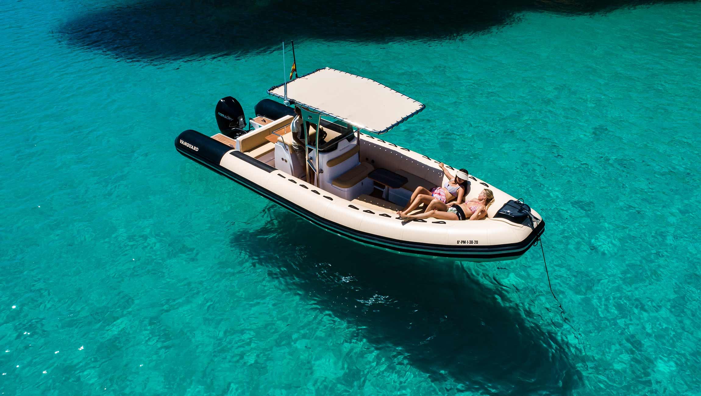 MistrESS, the ESSOESS Vanguard tender, on the water near Palma de Mallorca